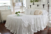 White Ruffle Chenille Bed Scarf