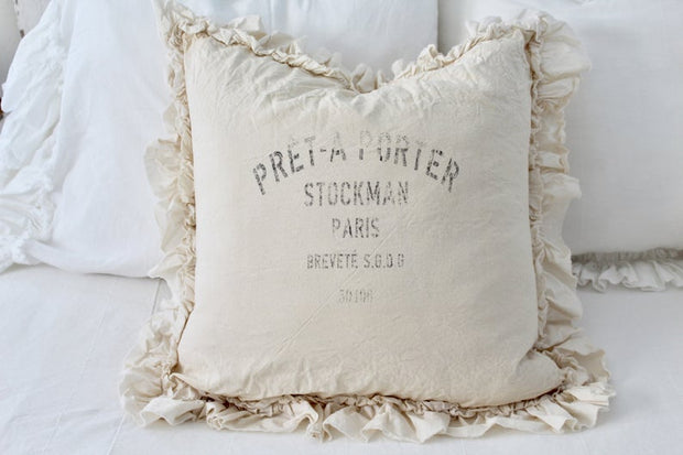 French Ruffle Euro Pillow Cover Pret-a-porter