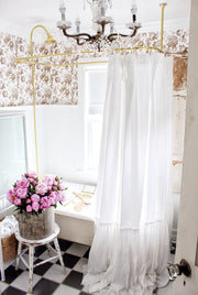 Long Ruffle White Farmhouse Shower Curtain | Simply French Market