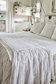 Long Ruffle Bed Scarf White