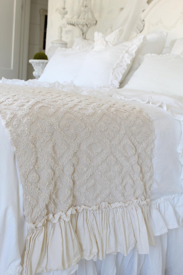 Small End Ruffle Chenille Bed Scarf