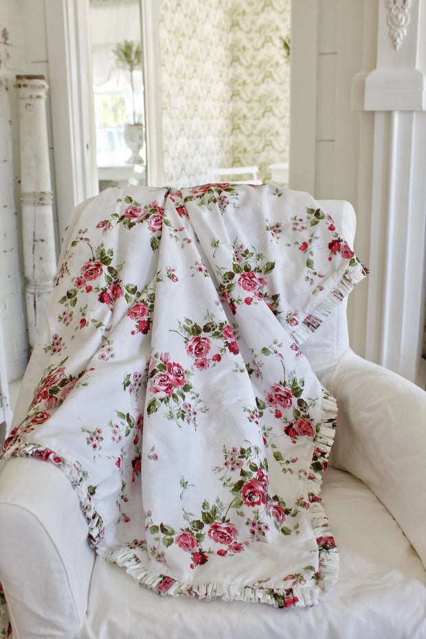 Cabbage Rose Ruffle Cotton Throw - Limited Edition