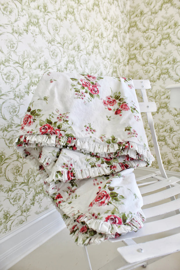 Cabbage Rose Ruffle Cotton Throw - Limited Edition