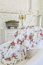 Cabbage Rose Ruffle Cotton Throw | Simply French Market