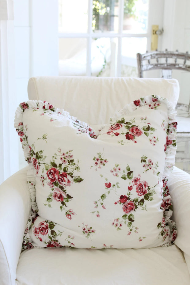 Cabbage Rose Ruffle Pillow Cover - Limited Edition